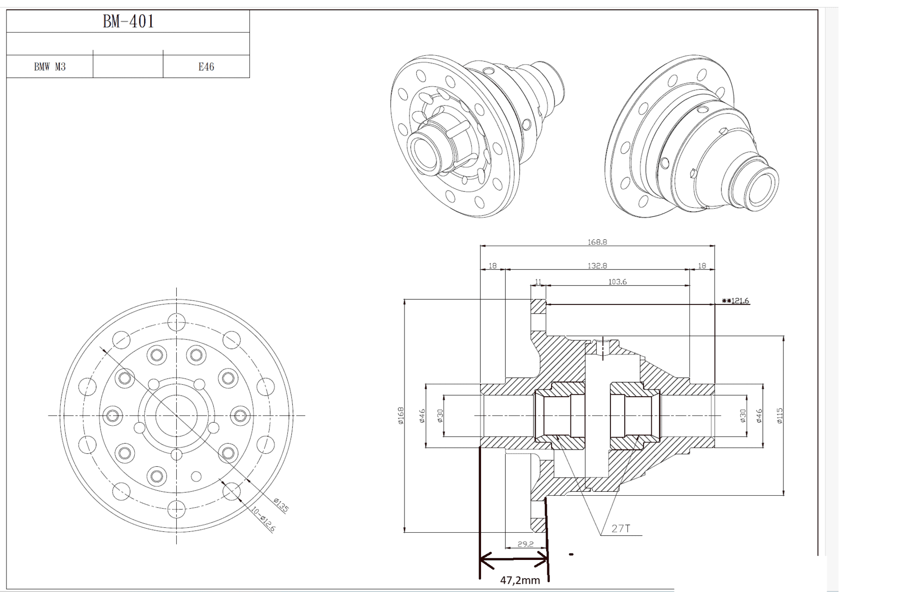 Tenaci BMW torsen differential 188K manuell (3.15 & up) 47,2mm - Image 2